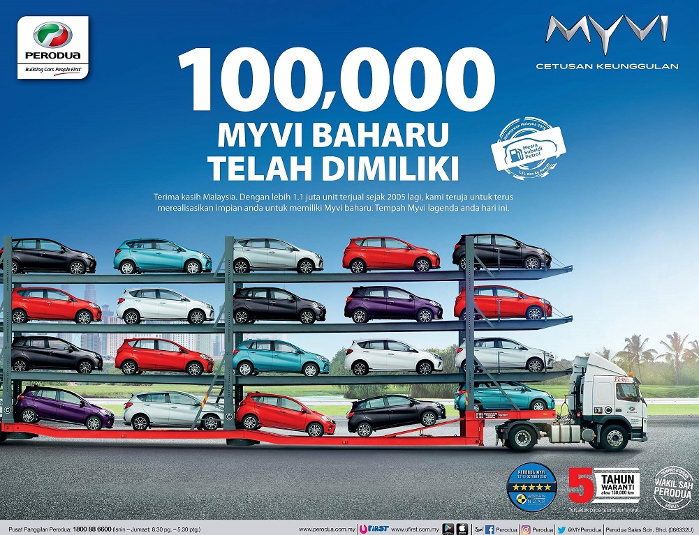 Perodua Myvi baru telah catat sejarah, 100,000 telah dimiliki