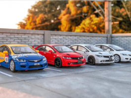 TT dan himpunan Honda Civic FD dalam skala 1:64