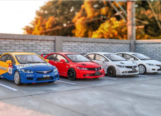 TT dan himpunan Honda Civic FD dalam skala 1:64