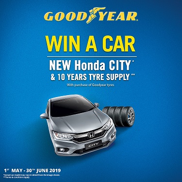 Menang Honda City dan 10 tahun bekalan tayar melalui pembelian tayar Goodyear