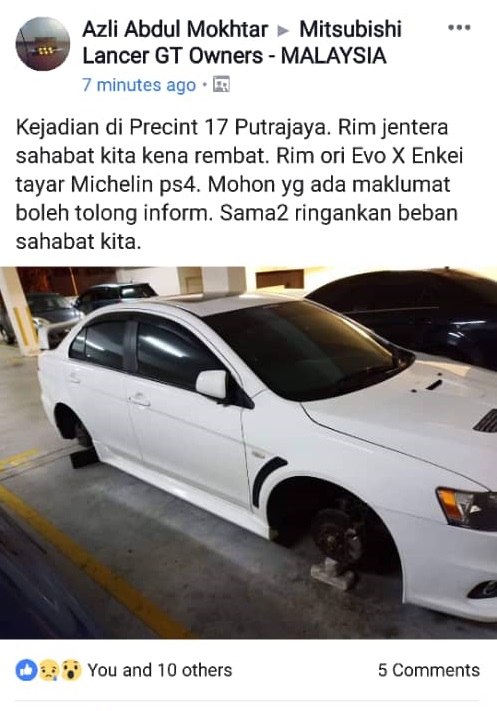 rim hilang di Putrajaya