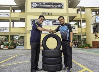 Goodyear Malaysia derma tayar terpakai untuk hiasan dan rekreasi sekolah