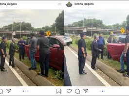 Mangsa kemalangan dibantu oleh YDP Agong