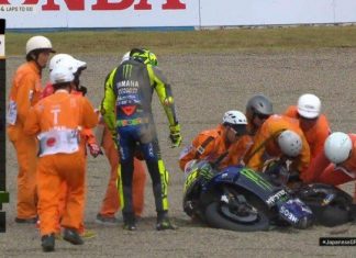Valentino Rossi mengalami insiden pada MotoGP Jepun