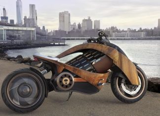 Newron EV-1 motosikal elektrik dengan badan diperbuat dari kayu