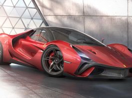 Ferrari Stallone dengan V12 hibrid KERS, konsep lakaran 3D oleh Murray Sharp