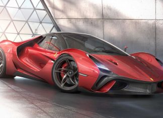 Ferrari Stallone dengan V12 hibrid KERS, konsep lakaran 3D oleh Murray Sharp
