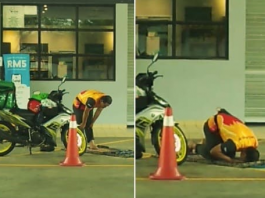 Surau dan masjid tutup, rider GrabFood solat di stesen minyak