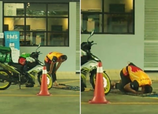 Surau dan masjid tutup, rider GrabFood solat di stesen minyak