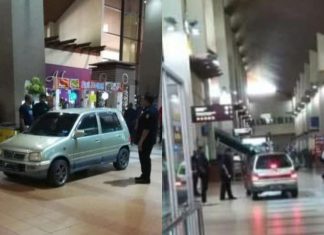 Stres! Wanita pandu Perodua Kancil masuk lapangan terbang