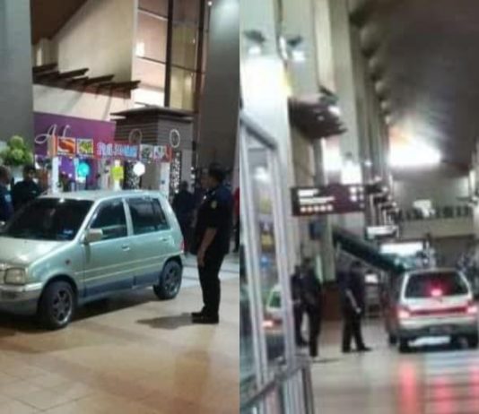 Stres! Wanita pandu Perodua Kancil masuk lapangan terbang