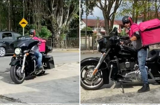 Sempoi hantar makanan guna Harley-Davidson Street Glide