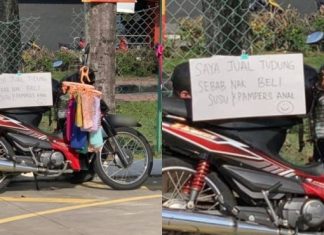 PKP: ‘Saya Jual Tudung Sebab Nak Beli Susu & Pampers Anak’ – Coretan pada kadbord cetus kesedihan