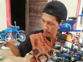Kreatif dan unik, bahan buangan pun boleh jadi model motosikal lawa!