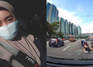 “Takut abang ni kena langgar”, gadis baik hati tolong kutip serpihan kaca di tengah lebuh raya