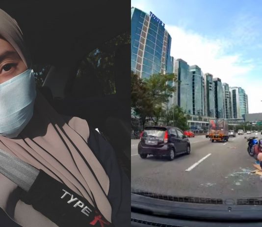 “Takut abang ni kena langgar”, gadis baik hati tolong kutip serpihan kaca di tengah lebuh raya