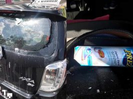 Hati-hati! Cermin kereta pecah penangan penyembur fabrik
