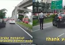 Padah guna laluan kecemasan sebab nak cepat, pemandu Mazda 2 ditahan polis trafik