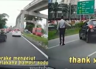 Padah guna laluan kecemasan sebab nak cepat, pemandu Mazda 2 ditahan polis trafik