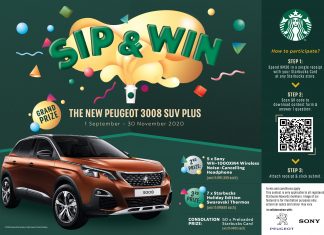 Minum Starbucks, anda berpeluang menangi sebuah Peugeot 3008!