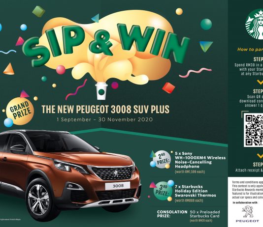 Minum Starbucks, anda berpeluang menangi sebuah Peugeot 3008!