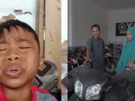 Dapat gaji pertama, budak lelaki viral di Indonesia beli motosikal ‘cash’ kepada ibu bapa