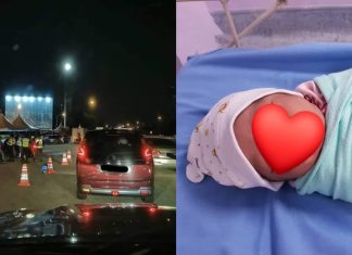 Seorang suami jadi ‘bidan’ sambut anak dalam kereta kerana jalan sesak, siap JPJ iring lagi!