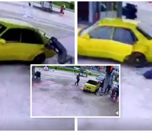 Kereta dicuri depan mata ketika isi minyak, wanita ini hampir diseret ketika cuba kejar pencuri