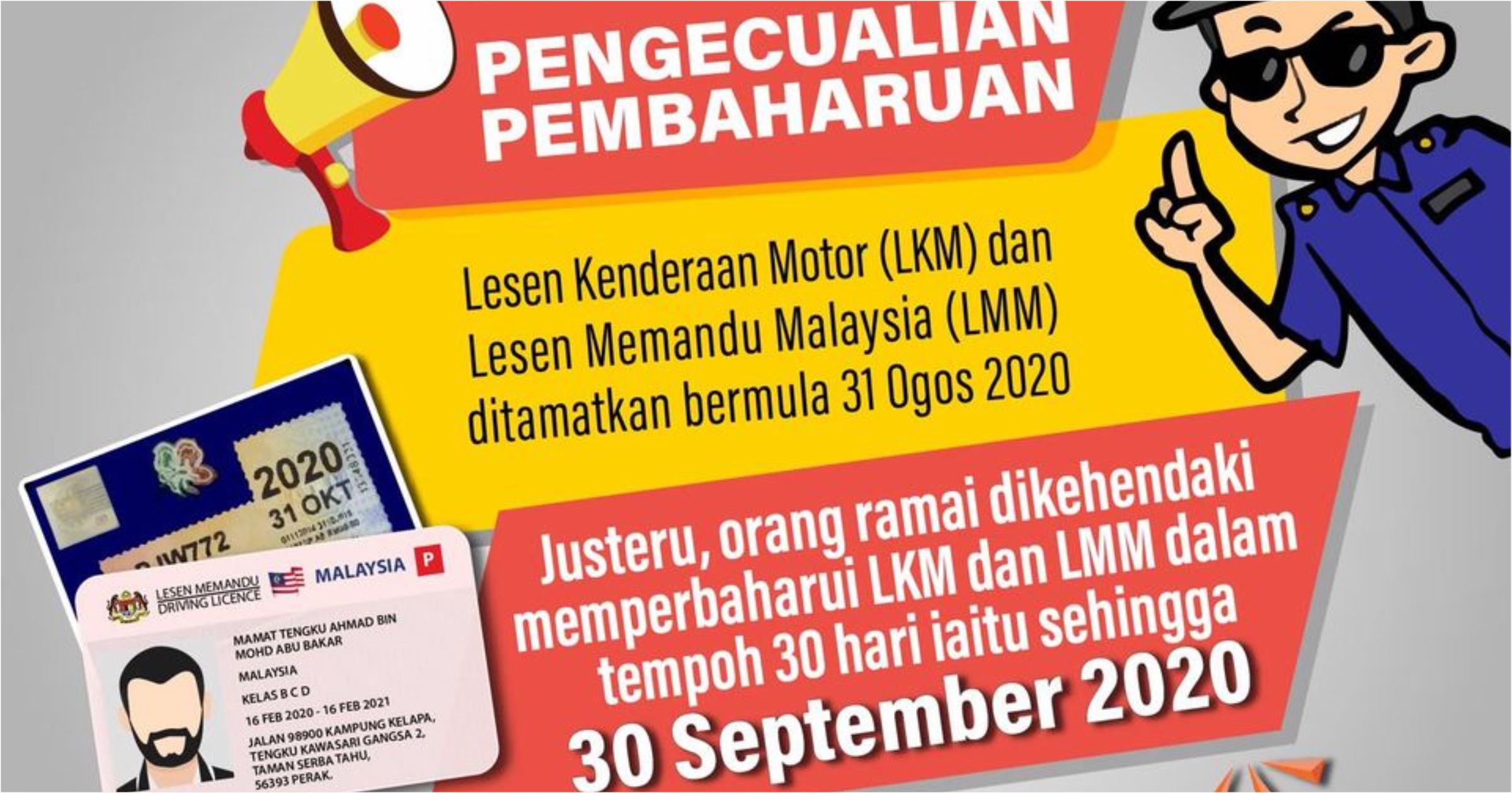 JPJ Orang Ramai Diberi Masa Hingga 30 September Untuk Perbaharui