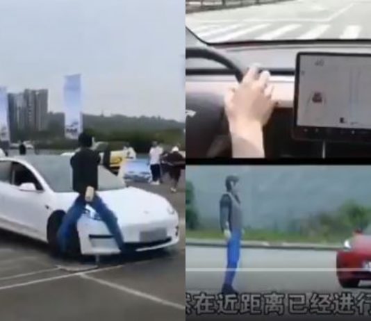 Alamak! Brek kecemasan autonomi pada Tesla Model 3 gagal ketika demonstrasi keselamatan di China