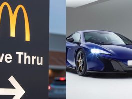 Lelaki ini selamba pandu lalu di McDonald’s guna McLaren 650S, lengkap pakai baju lumba dan topi keledar
