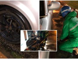 Rider GrabFood baik hati tolong tukar tayar walaupun cuaca hujan