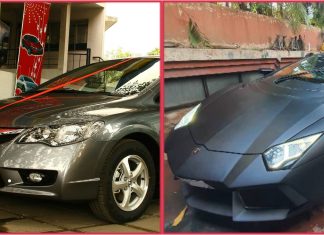 Replika Lamborghini Aventador ini asalnya ialah sebuah Honda Civic!