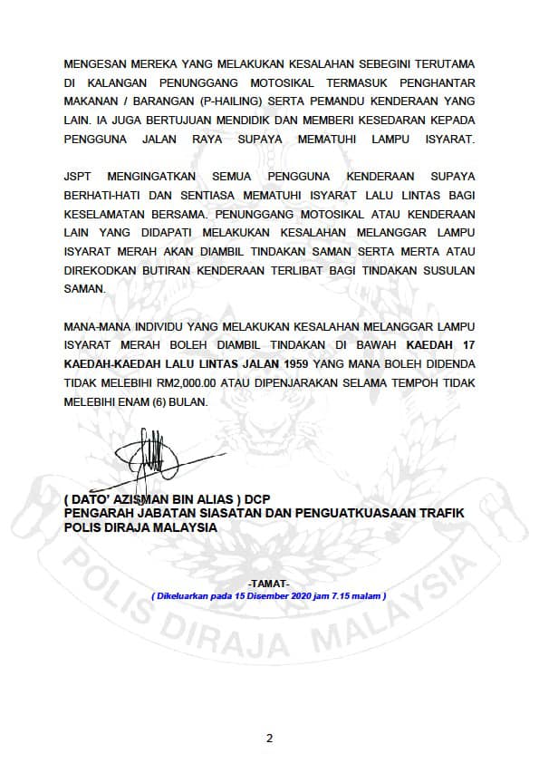 Makin ramai tak patuh lampu isyarat, Op Lampu Isyarat Merah dilancar