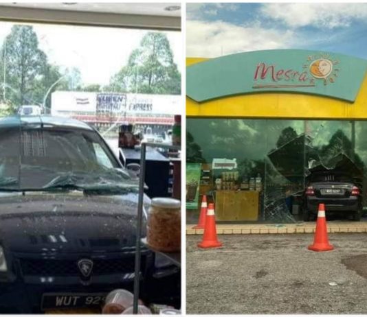 Bukan Myvi, kereta rempuh kedai stesen minyak