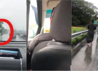 Dua beranak baik hati bantu pemuda berlari dalam hujan kejar bas tertinggal