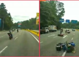 Empat penunggang motosikal kemalangan gara-gara lalu jalan licin dengan tumpahan minyak