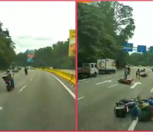 Empat penunggang motosikal kemalangan gara-gara lalu jalan licin dengan tumpahan minyak