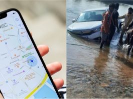 Terlalu yakin dengan Google Maps, Honda Amaze ini hampir tenggelam ke dalam sungai!