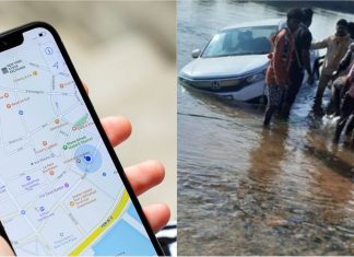 Terlalu yakin dengan Google Maps, Honda Amaze ini hampir tenggelam ke dalam sungai!