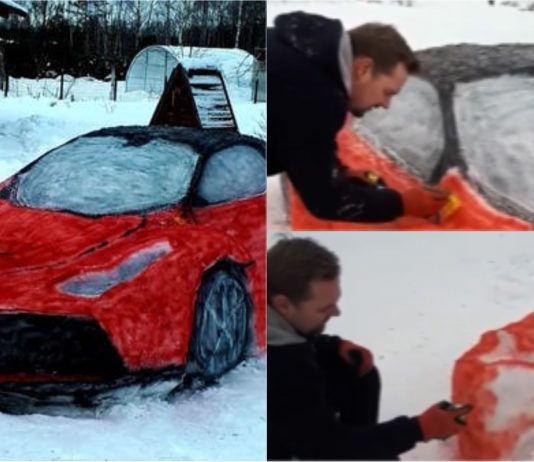 Pasangan kekasih ini hasilkan replika Ferrari LaFerrari guna salji!