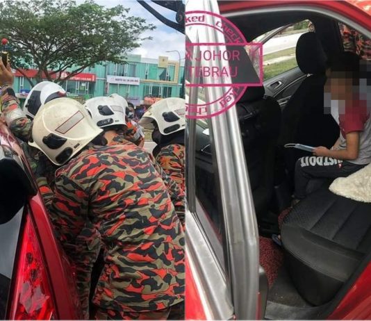 Wanita cemas anak lelaki berusia 7 tahun terperangkap dalam kereta hampir sejam