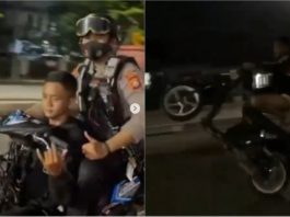 Aksi ‘wheelie’ berakhir dengan jadi pembonceng polis