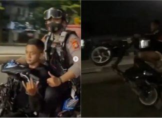 Aksi ‘wheelie’ berakhir dengan jadi pembonceng polis