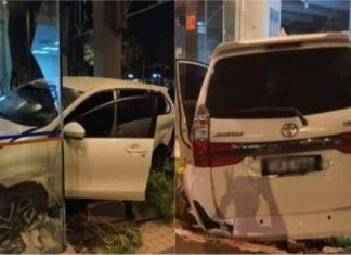 Toyota Avanza dinaiki rempuh bank, empat pelajar nyaris maut