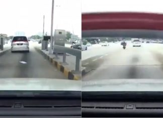 Motosikal menyelit di laluan SmartTag jadi punca kereta langgar palang tol
