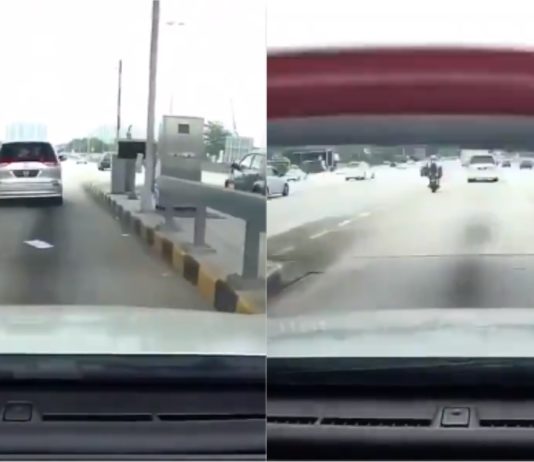 Motosikal menyelit di laluan SmartTag jadi punca kereta langgar palang tol