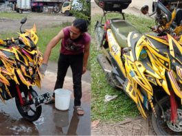 Ubah suai motosikal lelaki ini jadi perhatian ramai, rupa dah macam Bumblebee!