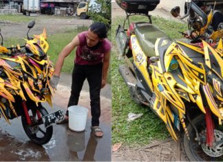 Ubah suai motosikal lelaki ini jadi perhatian ramai, rupa dah macam Bumblebee!