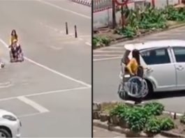 Pemandu Myvi baik hati bantu warga emas berkerusi roda di tepi jalan